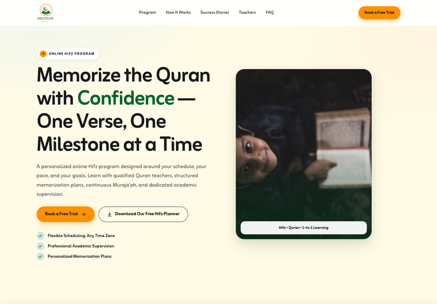 Preview of design one: a light, section-based landing page